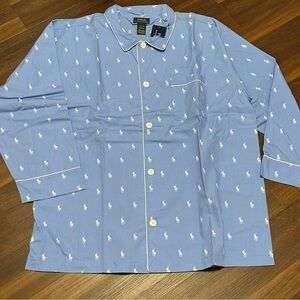 Polo Ralph Lauren Signature Blue & White Button Down Pajama Top NWT